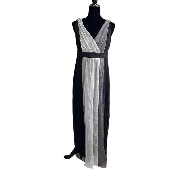 Signature By Roɓbie Bee Goth Witchy Silk Maxi Dress Black & Gray Size 6 - Picture 1 of 8